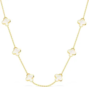 SHINYY Dainty Four Leaf Clover Choker Necklace for Women 18K Gold Plated Stainless Steel Black Lucky 4 Leaf Dangle Chain Jewelry gift for Mother and Daughter