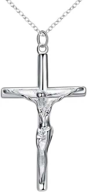 Silver Creative Male Necklace Men Jewelry 925 Sterling Silver Cross Jesus Pendant Necklace Fine Jewelry