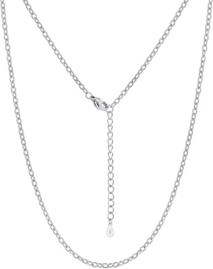 Silvora Stainless Steel Necklace for Women,2MM Rolo Cable Chain Necklace-316L Stainless Steel/14K Gold/Black/Rose Gold Plated-Womens Chain for Pendant 14"-30" Length