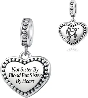 Sisters Friends Heart Charm fits Pandora Moments Bracelets Forever Love Daughter Friendship Women Birthday Christmas