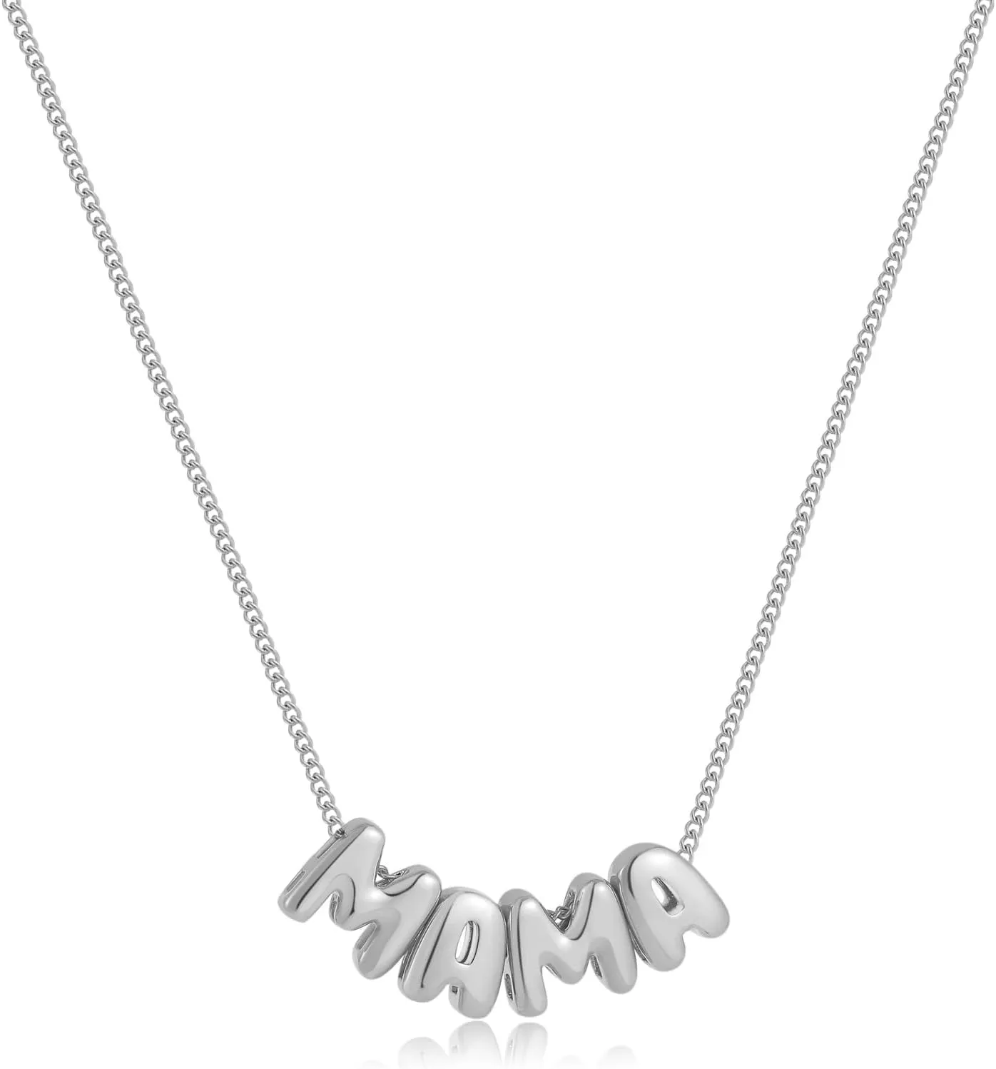 SLOONG Mama Necklace Letter Necklace 18K Gold Plated Dainty Mother and Daughter Matching Gift for New Mom Boyfriends Mom Women Mother's Day Mama Gifts