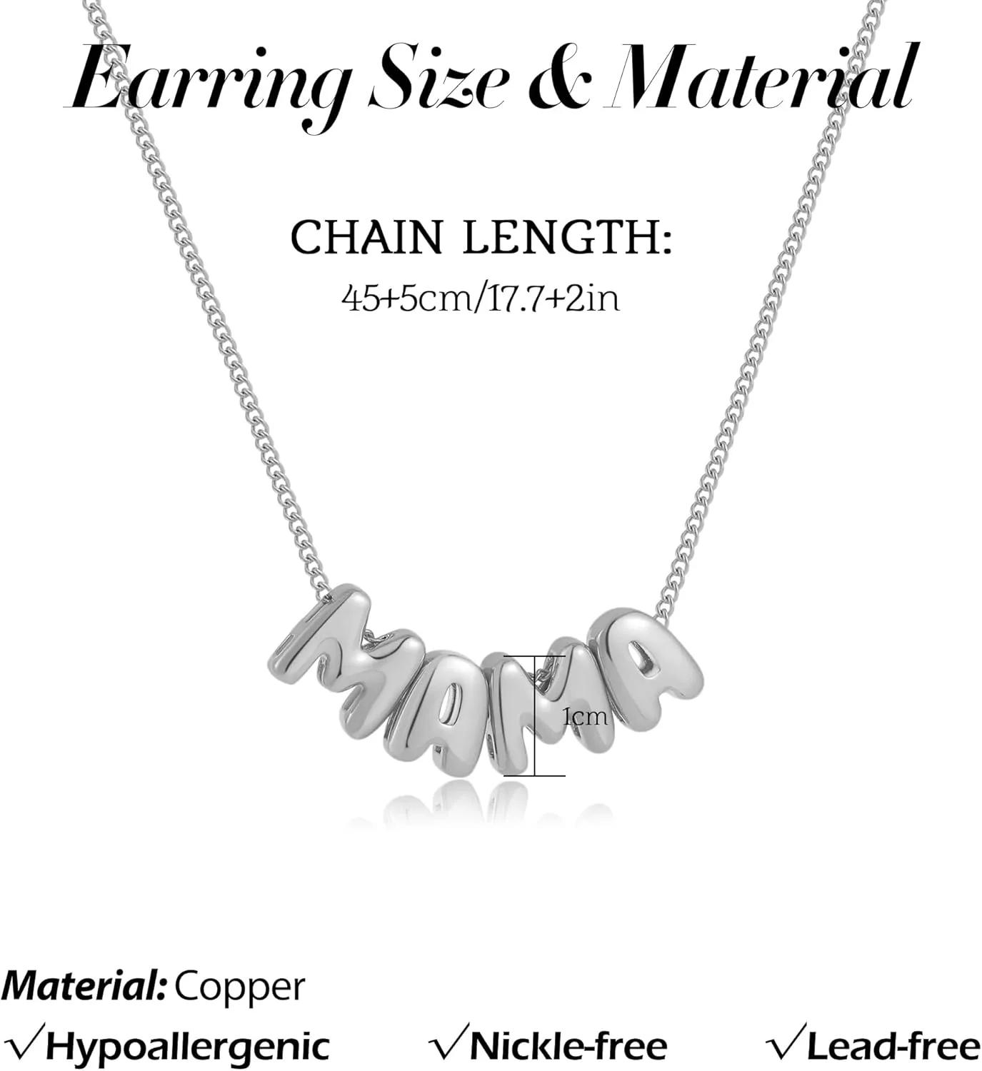 SLOONG Mama Necklace Letter Necklace 18K Gold Plated Dainty Mother and Daughter Matching Gift for New Mom Boyfriends Mom Women Mother's Day Mama Gifts