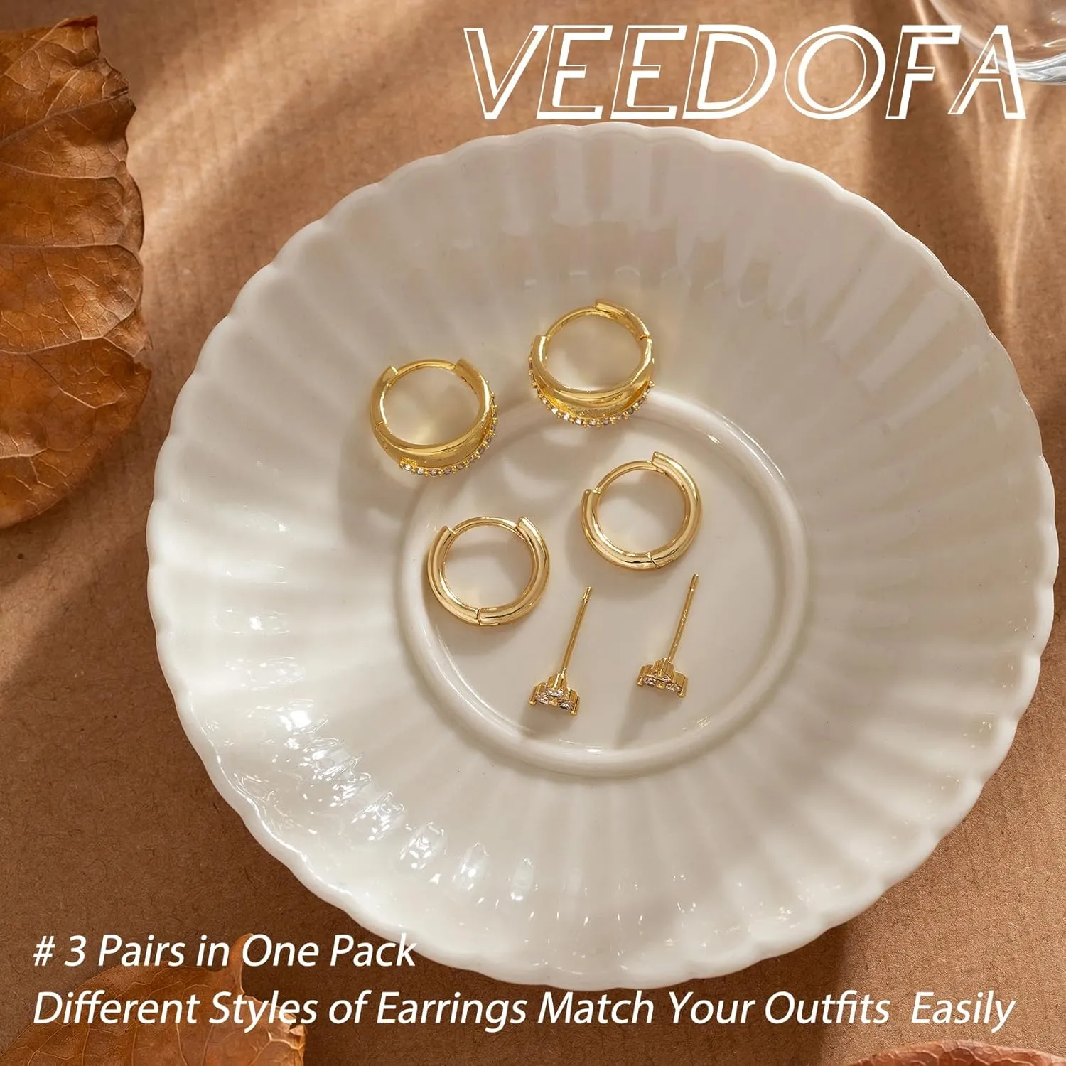 Small Hoop Earrings Set for Women,Trendy 14K Gold Plated Sterling Silver Small Chunky Hoops Earrings for Multiple Piercing Jewelry Gift
