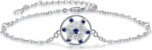 Snowflake Bracelets S925 Sterling Silver with Cubic Zirconia Anniversary Mother Day Chrismas Jewelry Gifts for Women Girls