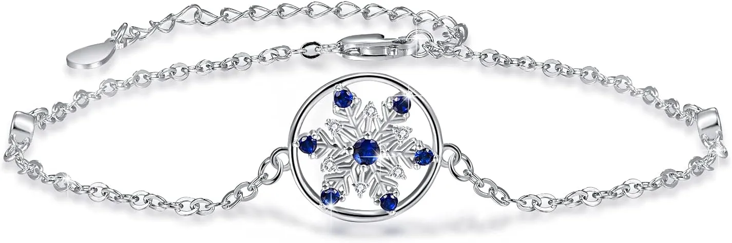 Snowflake Bracelets S925 Sterling Silver with Cubic Zirconia Anniversary Mother Day Chrismas Jewelry Gifts for Women Girls
