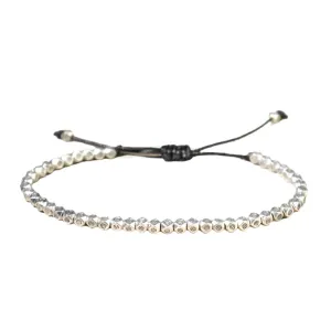SofiaCreations Handmade Tibetan buddhist Braided Copper Beads Women Bracelet, Hand Braided Woven Copper Beaded Bracelet, Adjustbale Bracelet for Women Men, Christmas Birthday Gift (Silver)
