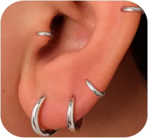 Solid 925 Sterling Silver Small Gold/Silver Hoop Earrings for Women Men 18K Gold Plated Huggie Earrings Hypoallergenic Earring for Tragus Cartilage Helix Conch Rook Daith Earlobe Jewelry Gift