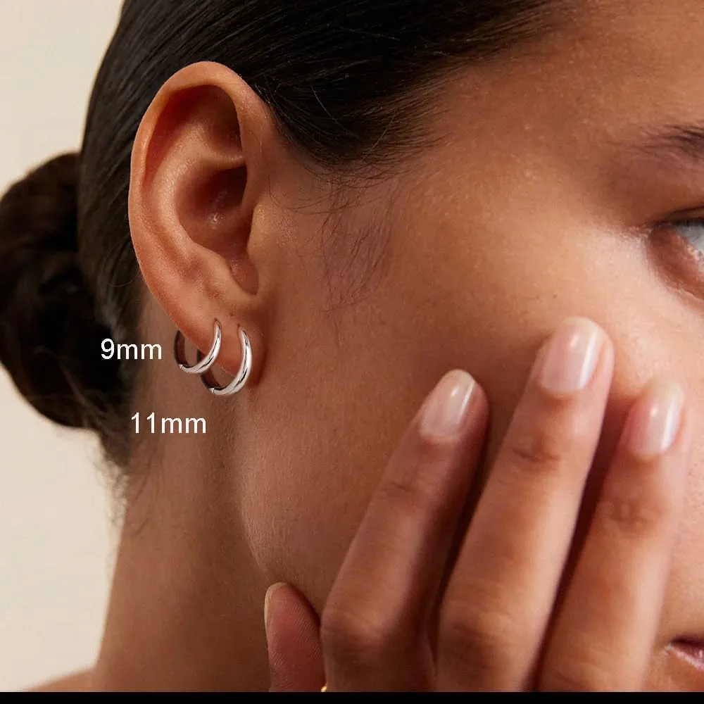 Solid 925 Sterling Silver Small Gold/Silver Hoop Earrings for Women Men 18K Gold Plated Huggie Earrings Hypoallergenic Earring for Tragus Cartilage Helix Conch Rook Daith Earlobe Jewelry Gift