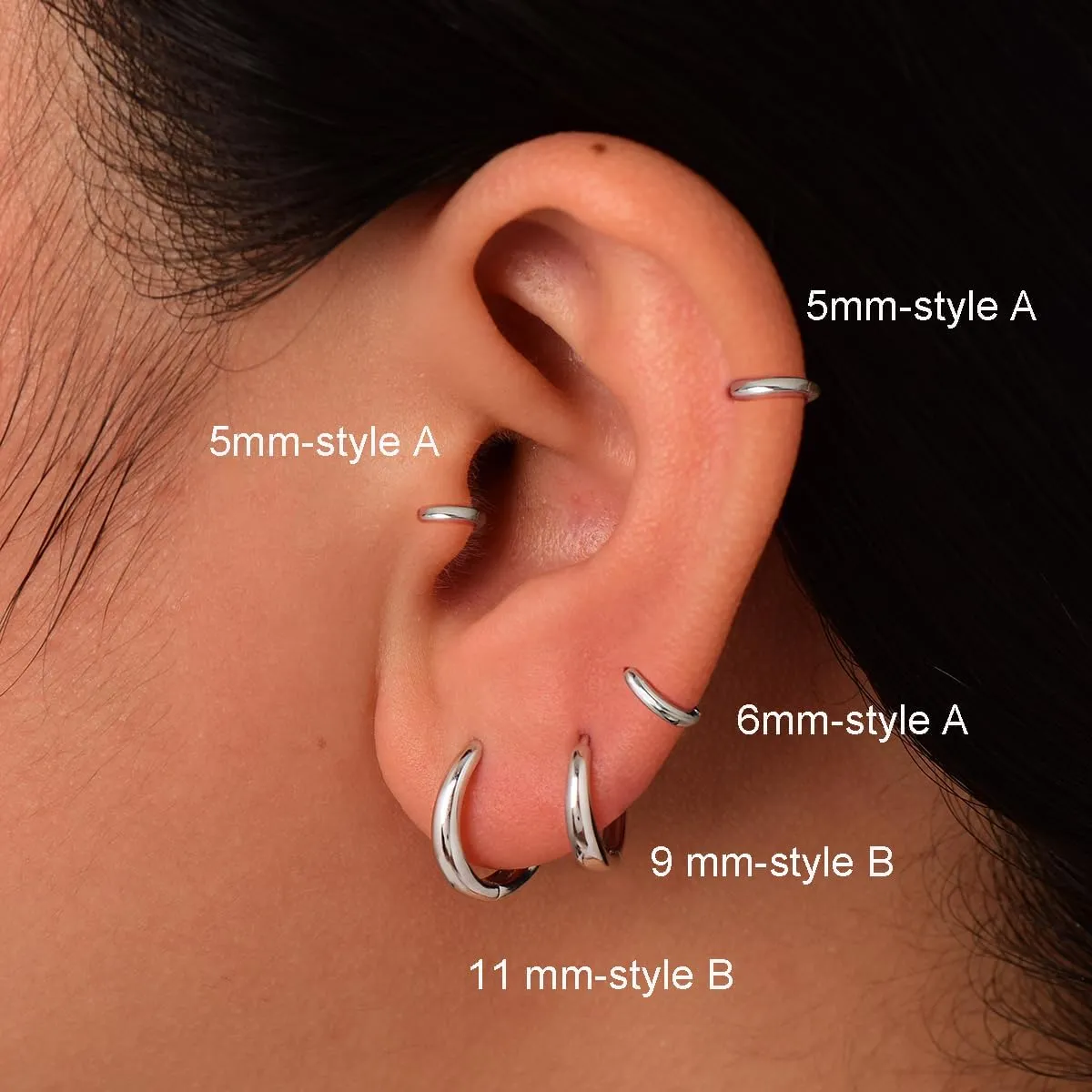 Solid 925 Sterling Silver Small Gold/Silver Hoop Earrings for Women Men 18K Gold Plated Huggie Earrings Hypoallergenic Earring for Tragus Cartilage Helix Conch Rook Daith Earlobe Jewelry Gift