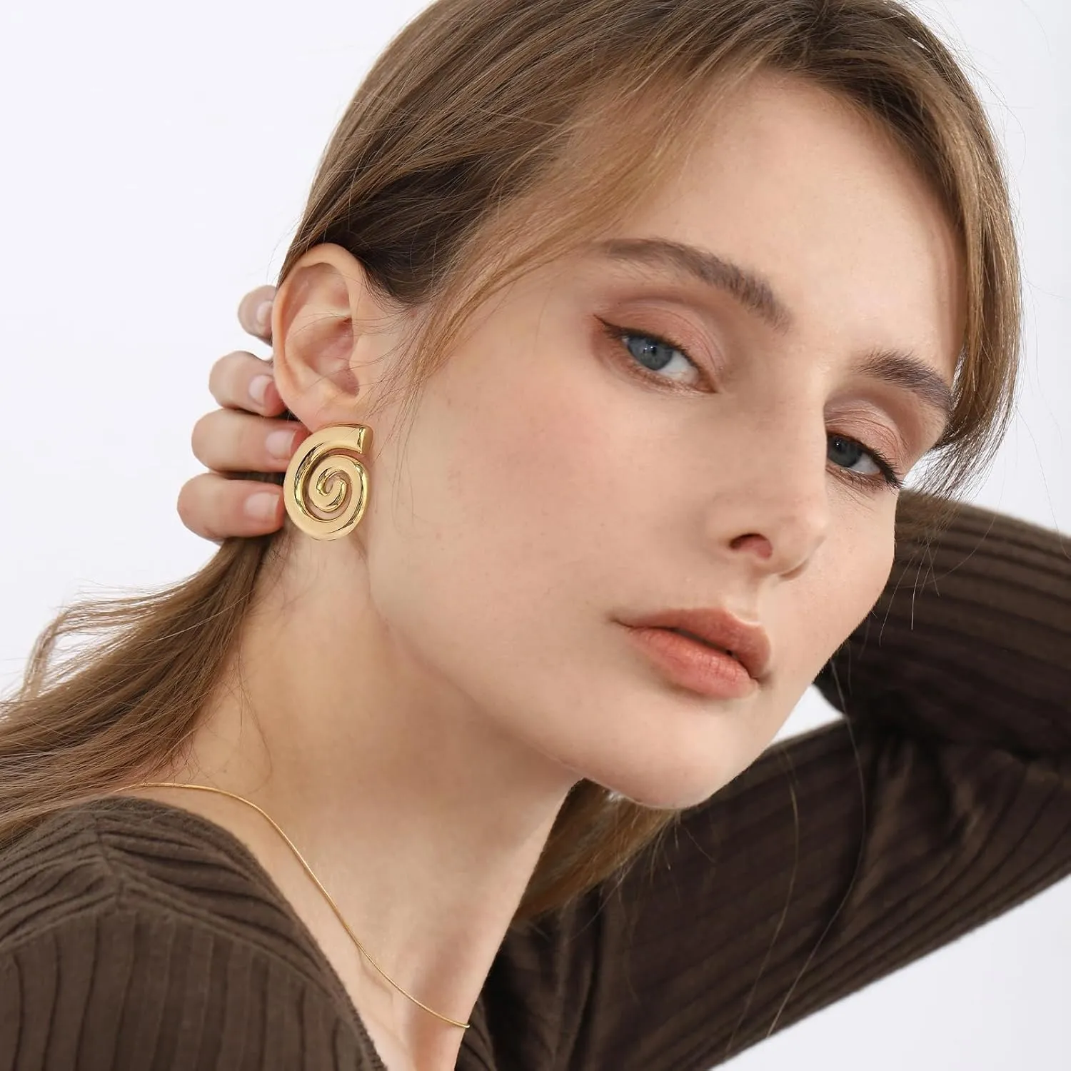 Spiral Earrings, Chunky Gold Silver Statement Hypoallergenic Earrings Retro Stud Drop Earrings Trendy For Women Jewelry Gifts