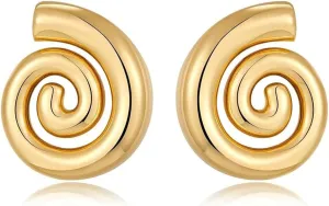 Spiral Earrings, Chunky Gold Silver Statement Hypoallergenic Earrings Retro Stud Drop Earrings Trendy For Women Jewelry Gifts