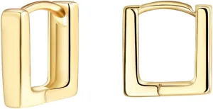 Square Hoop Earrings for Women, 14k Gold Rectangle Huggies Earrings Lightweight, Fashion Jewelry, Comfy Hypoallergenic for Sensitive Ears