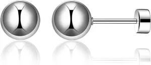 Stainless Steel Classical Plai Bead Ball Style Stud Earrings