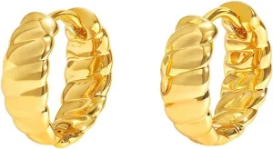 Stainless Steel Croissant Style Braided Huggie Cuff Earrings