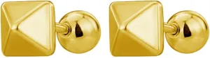 Stainless Steel Geometry Pyramid Shaped Cocktail Party Wedding Stud Earrings