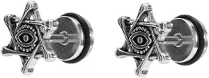 Stainless Steel Retro Vintage Evil Eye of God Star of David Stud Earrings