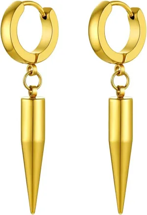Stainless Steel Spike Drop Earrings Men Women Cool Earings Punk Rock Spiked Dangle Earrings Fashion Jewelry, Come Box