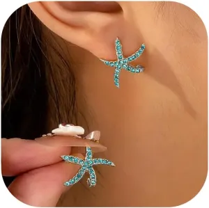Starfish Earrings Gold Seashell Shell Beach Earrings for Women Beachy Summer Jewelry Outfits for Women Beach Fashion Vacation Essentials