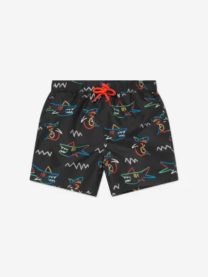 Stella McCartney Boys Shark Swim Shorts in Black