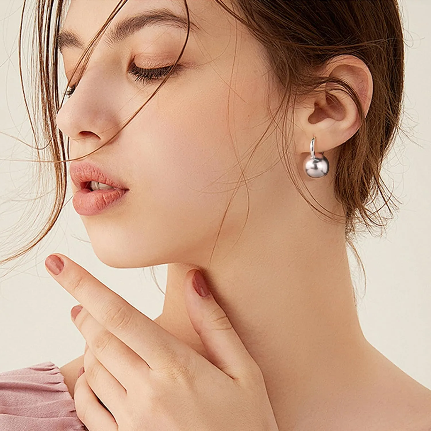 Sterling Silver Drop Ball Earrings for Women Girls Leverback Dangle Drop Earrings Fashion Hypoallergenic Jewelry