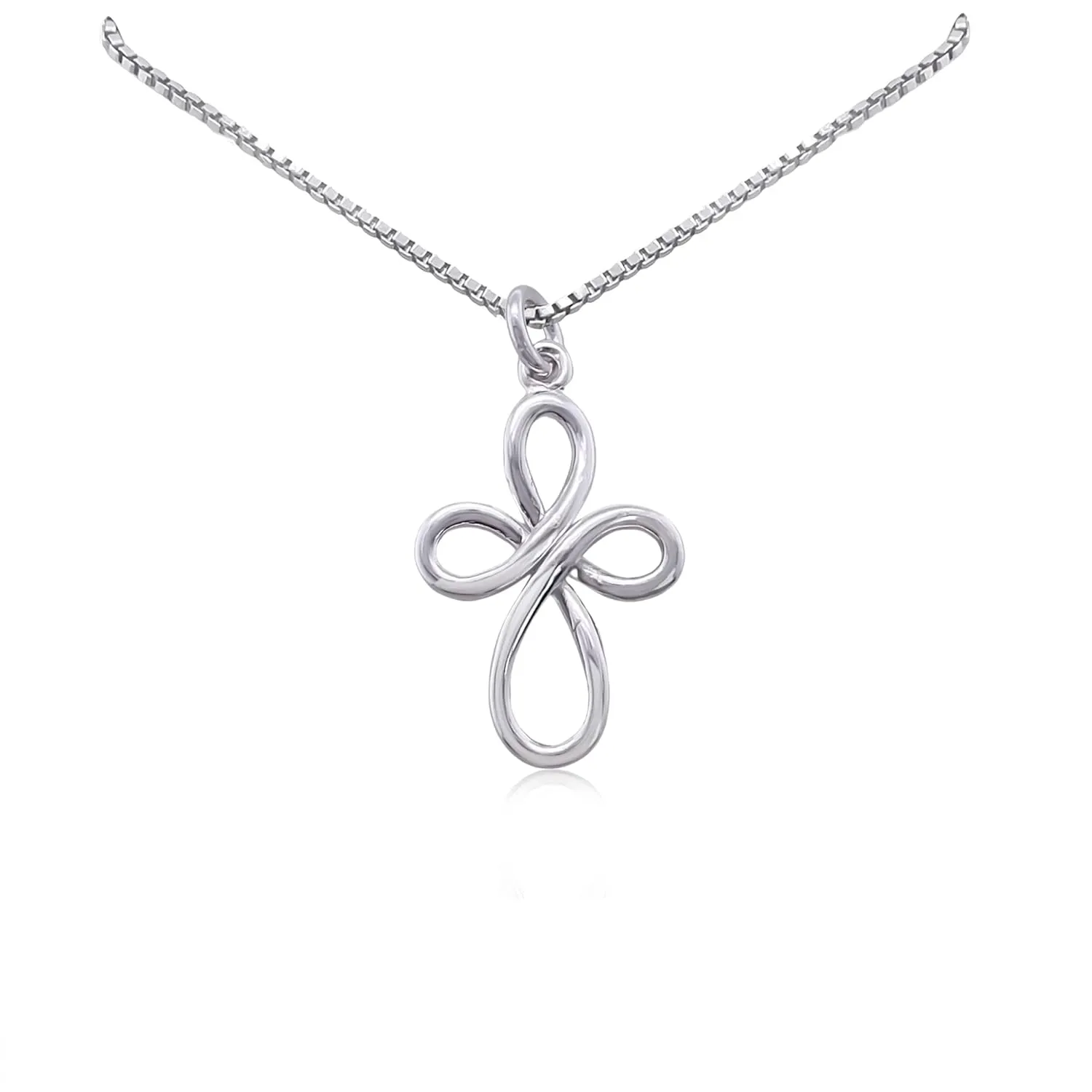 Sterling Silver Infinity Cross Necklace for Women, Eternity Cross Necklace, Christmas Gift Necklace, Religious Gift Jewelry, 18 inches