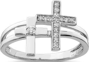 Sterling Silver Rhodium Diam. Crosses Ring - Jewelry By Sweet Pea