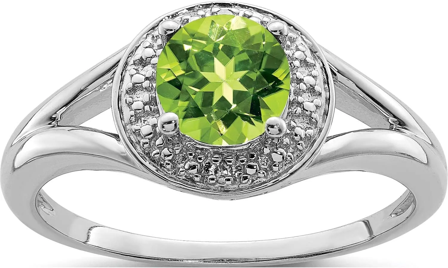 Sterling Silver Rhodium-Plated Diam. & Peridot Ring - Jewelry By Sweet Pea