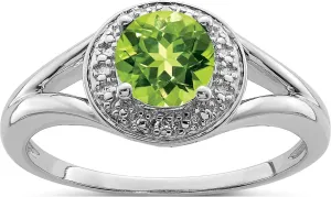 Sterling Silver Rhodium-Plated Diam. & Peridot Ring - Jewelry By Sweet Pea