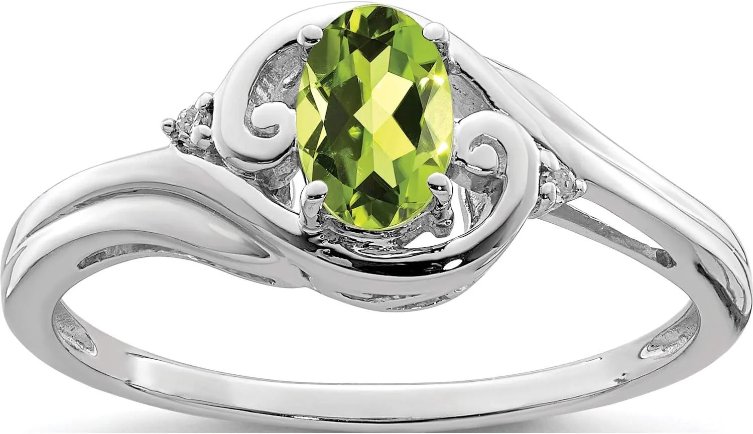 Sterling Silver Rhodium Plated Diamond & Peridot Ring - Jewelry By Sweet Pea