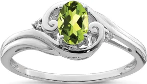 Sterling Silver Rhodium Plated Diamond & Peridot Ring - Jewelry By Sweet Pea