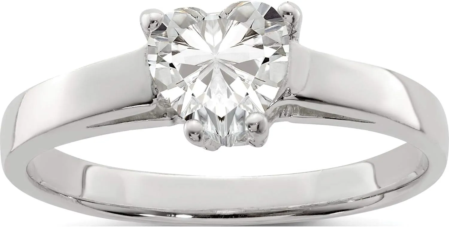 Sterling Silver Solitaire Heart Cz Ring - Jewelry By Sweet Pea