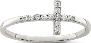 Sterling Silver With Cz Sideways Cross Ring - Jewelry By Sweet Pea