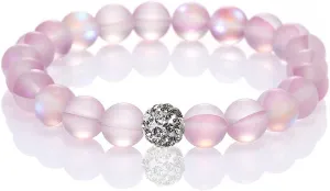 SUMMER LOVE Jewelry 8mm Mystic Mermaid Glass Charm Bracelet Glowing Moonstone Friendship Beaded Bracelets for Women
