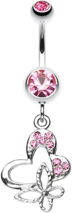 Sweet Butterfly Heart WildKlass Belly Button Ring