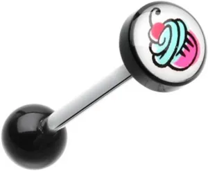 Sweet Cupcake Logo Acrylic Barbell WildKlass Tongue Ring