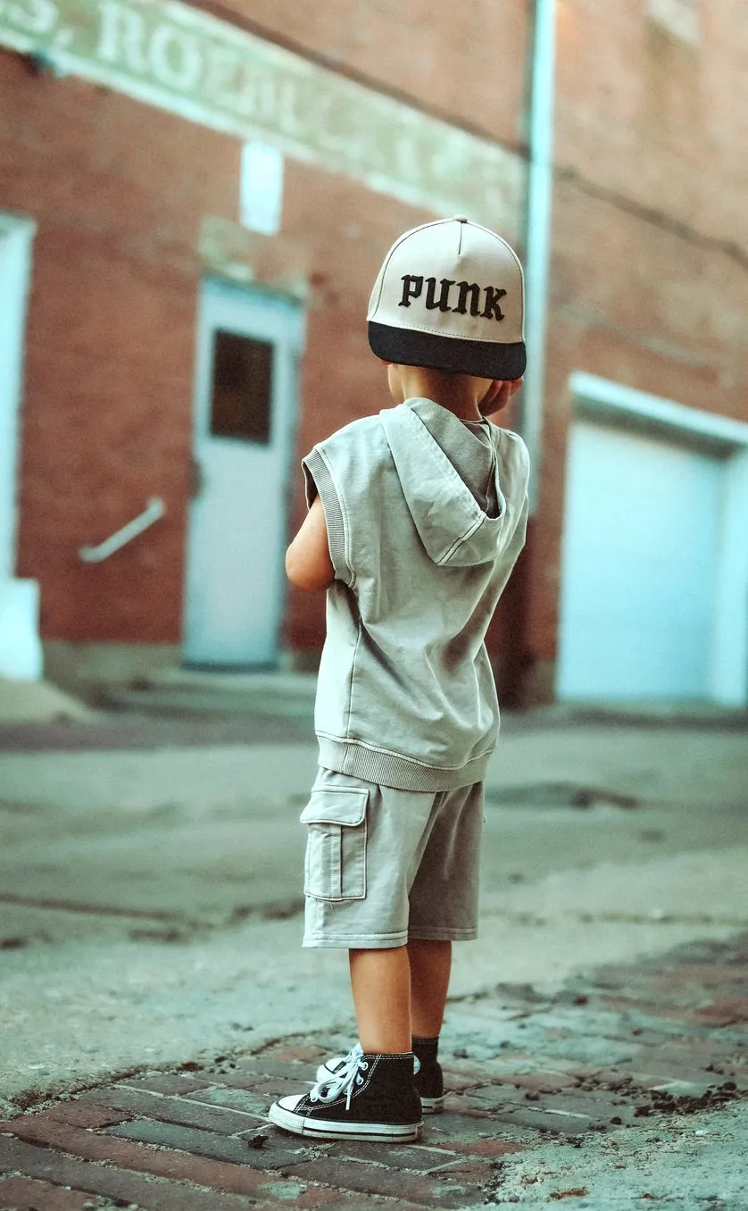 Tan Acid Wash Cargo Shorts