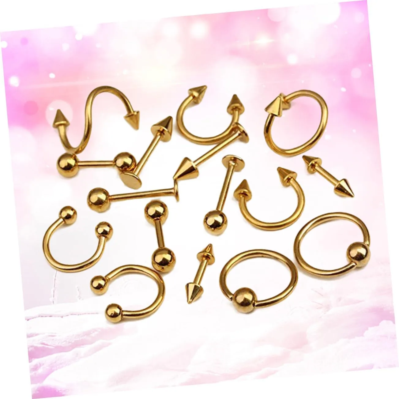TENDYCOCO Body Jewlery Daith Piercing Navel Barbell Fish Hook Necklace Pierced Earrings Belly Ring Body Jewelry