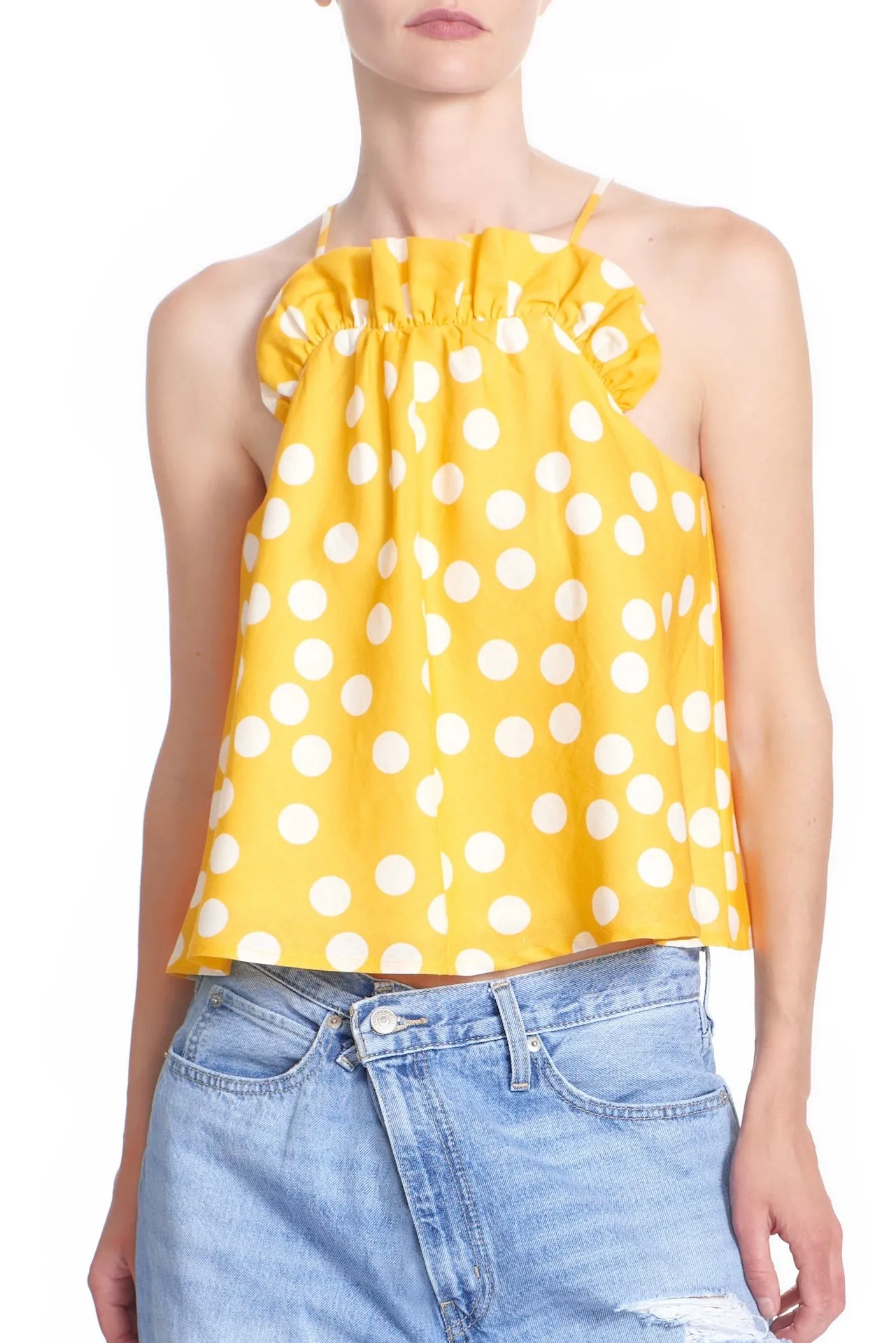 THE SUMMER RUFFLE TANK- DOTTY