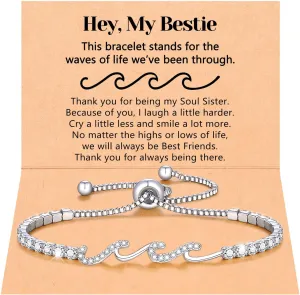 The Waves of Life Bracelets for Women, Birthday Christmas Gifts for Bestie Daughter Sister Friend