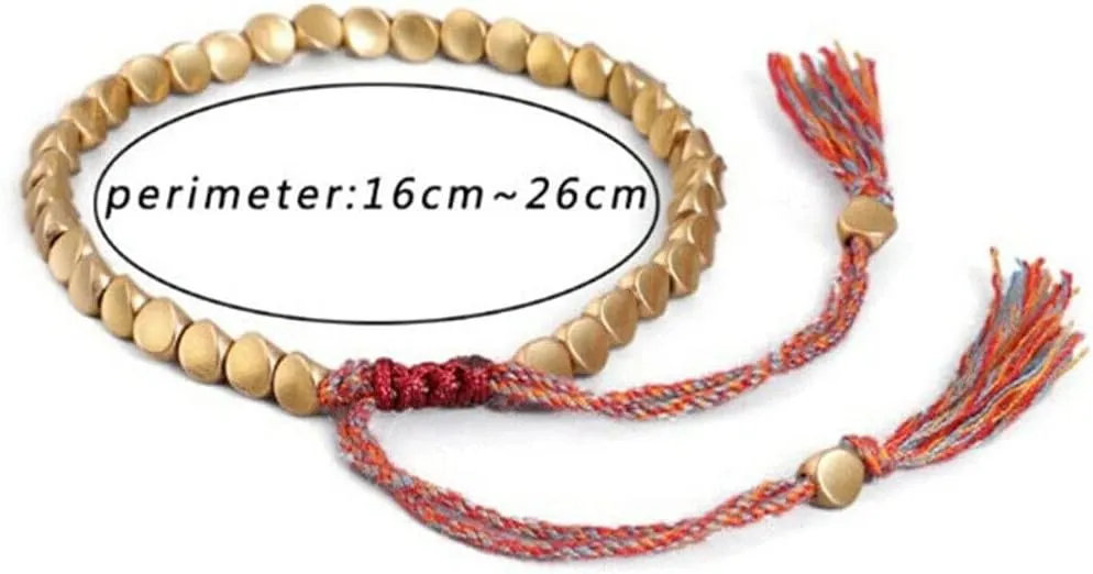 Tibetan Bracelet, Tibetan Copper Bracelet, Handmade Tibetan buddhist Braided Copper Beads Cotton String Women Men Bracelet
