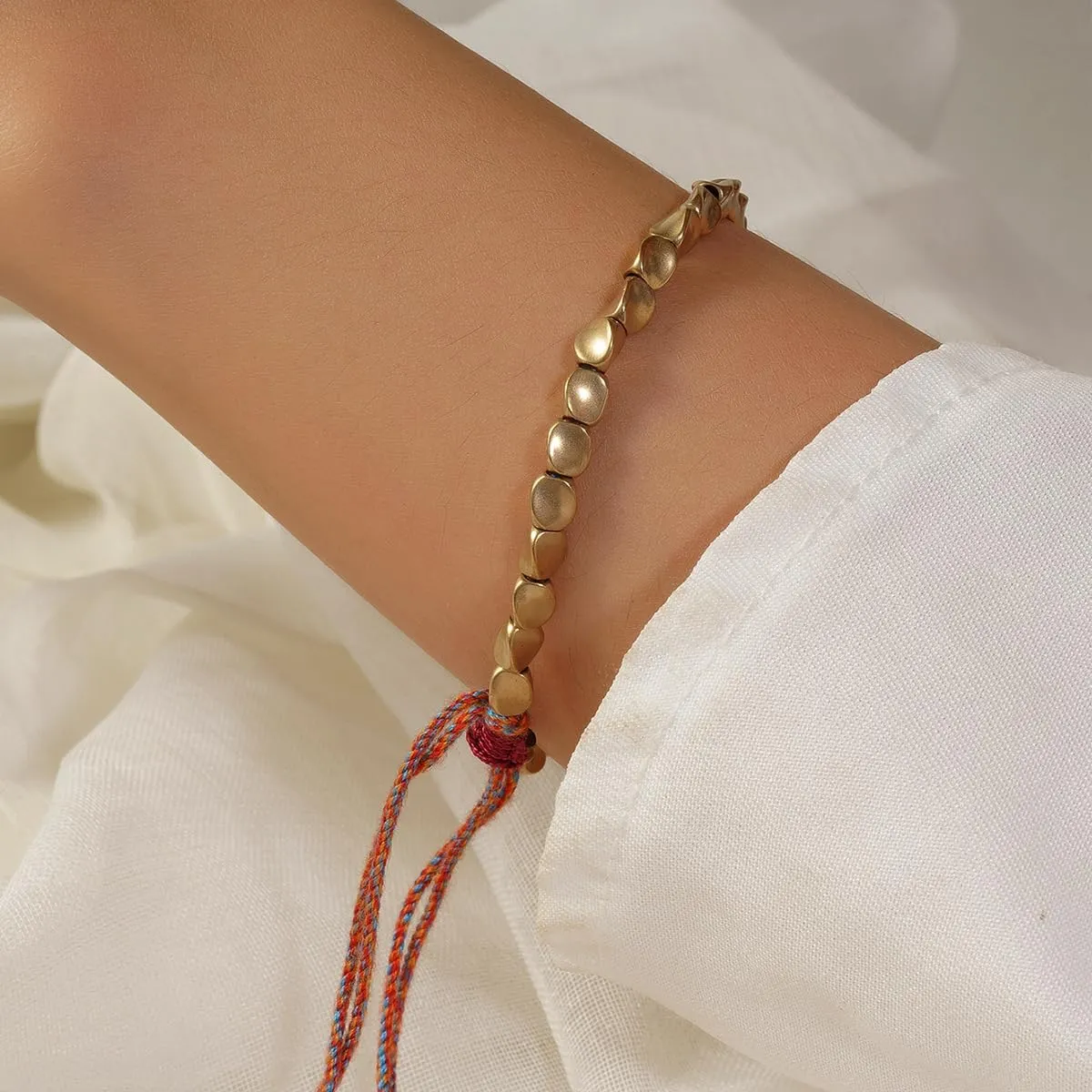Tibetan Bracelet, Tibetan Copper Bracelet, Handmade Tibetan buddhist Braided Copper Beads Cotton String Women Men Bracelet