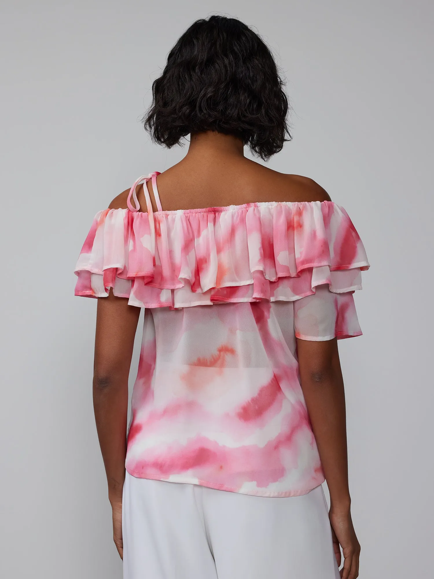 Tiered Ruffle One Shoulder Blouse