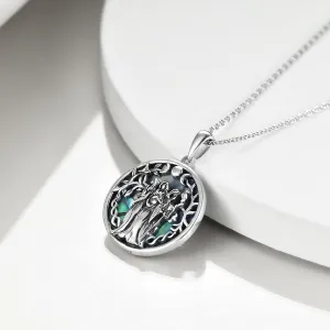 TIGER RIDER Triple Moon Goddess Necklace Sterling Silver Pagan Wiccan Magic Amulet Tree of Life Jewelry for Women Men