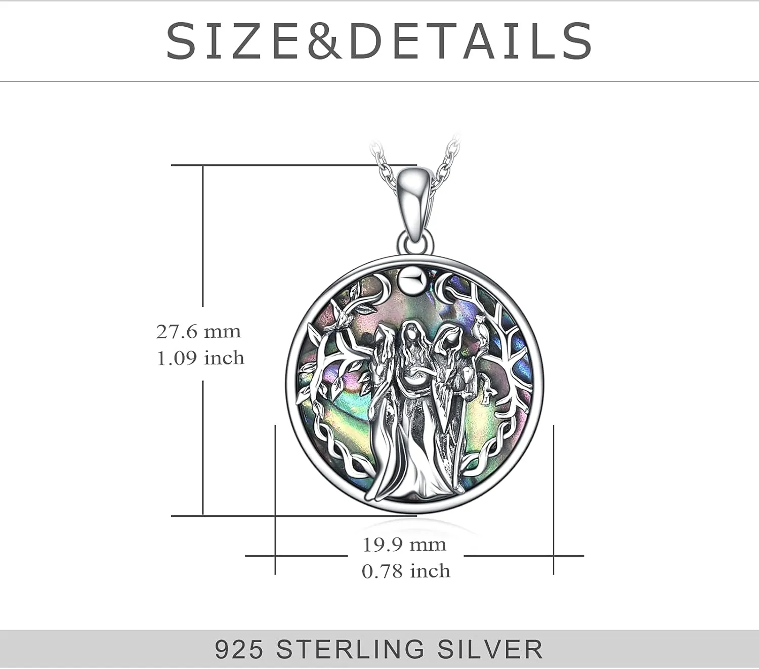 TIGER RIDER Triple Moon Goddess Necklace Sterling Silver Pagan Wiccan Magic Amulet Tree of Life Jewelry for Women Men