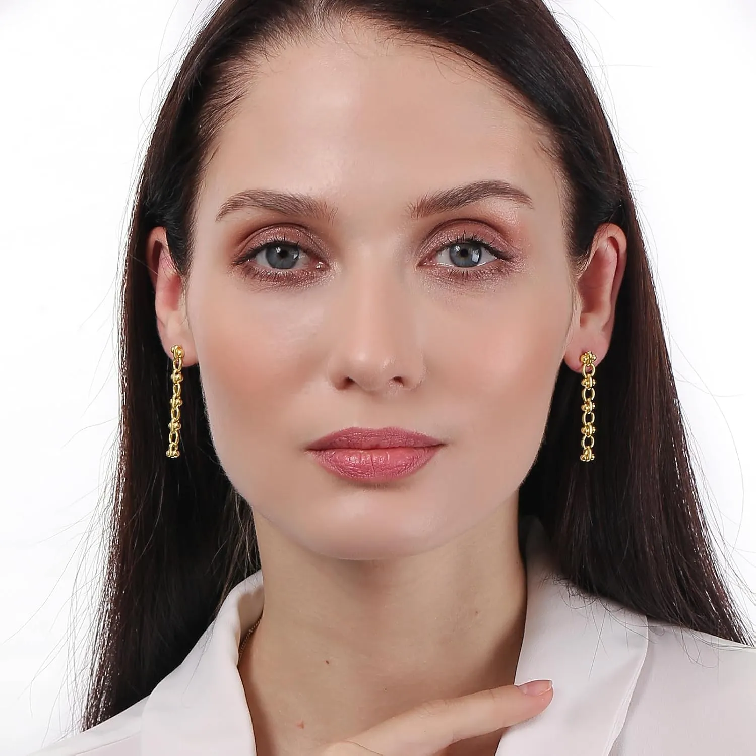 ToHeart Chain Link Earrings for Womens Hypoallergenic 14K Chain Earrings for Womens Minimalist 14K Gold Earrings for Girls