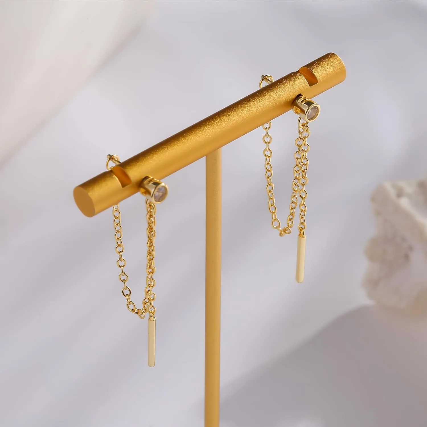 ToHeart Chain Link Earrings for Womens Hypoallergenic 14K Chain Earrings for Womens Minimalist 14K Gold Earrings for Girls