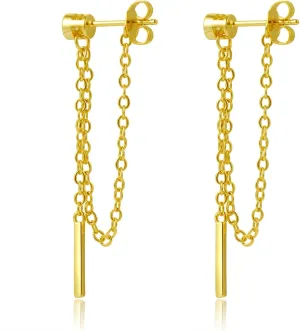ToHeart Chain Link Earrings for Womens Hypoallergenic 14K Chain Earrings for Womens Minimalist 14K Gold Earrings for Girls