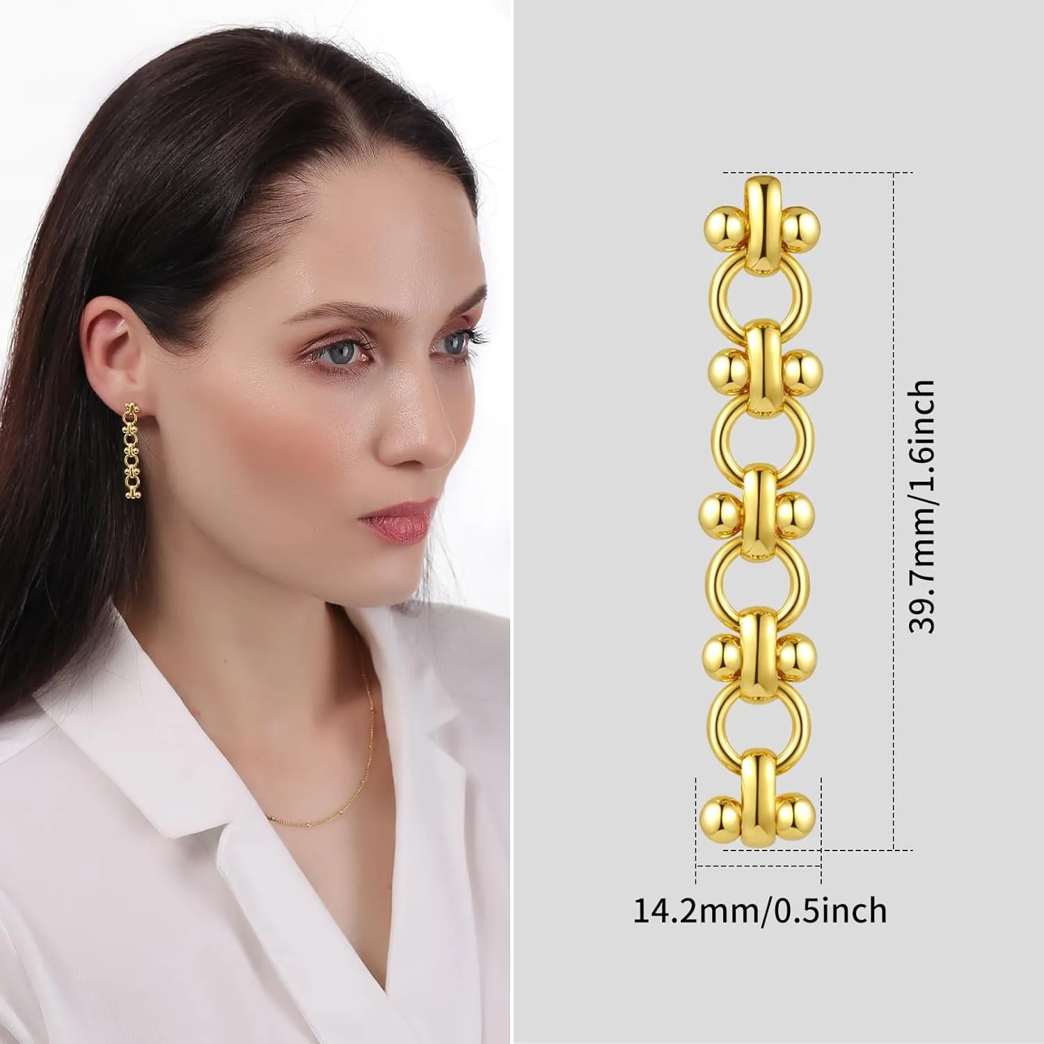 ToHeart Chain Link Earrings for Womens Hypoallergenic 14K Chain Earrings for Womens Minimalist 14K Gold Earrings for Girls