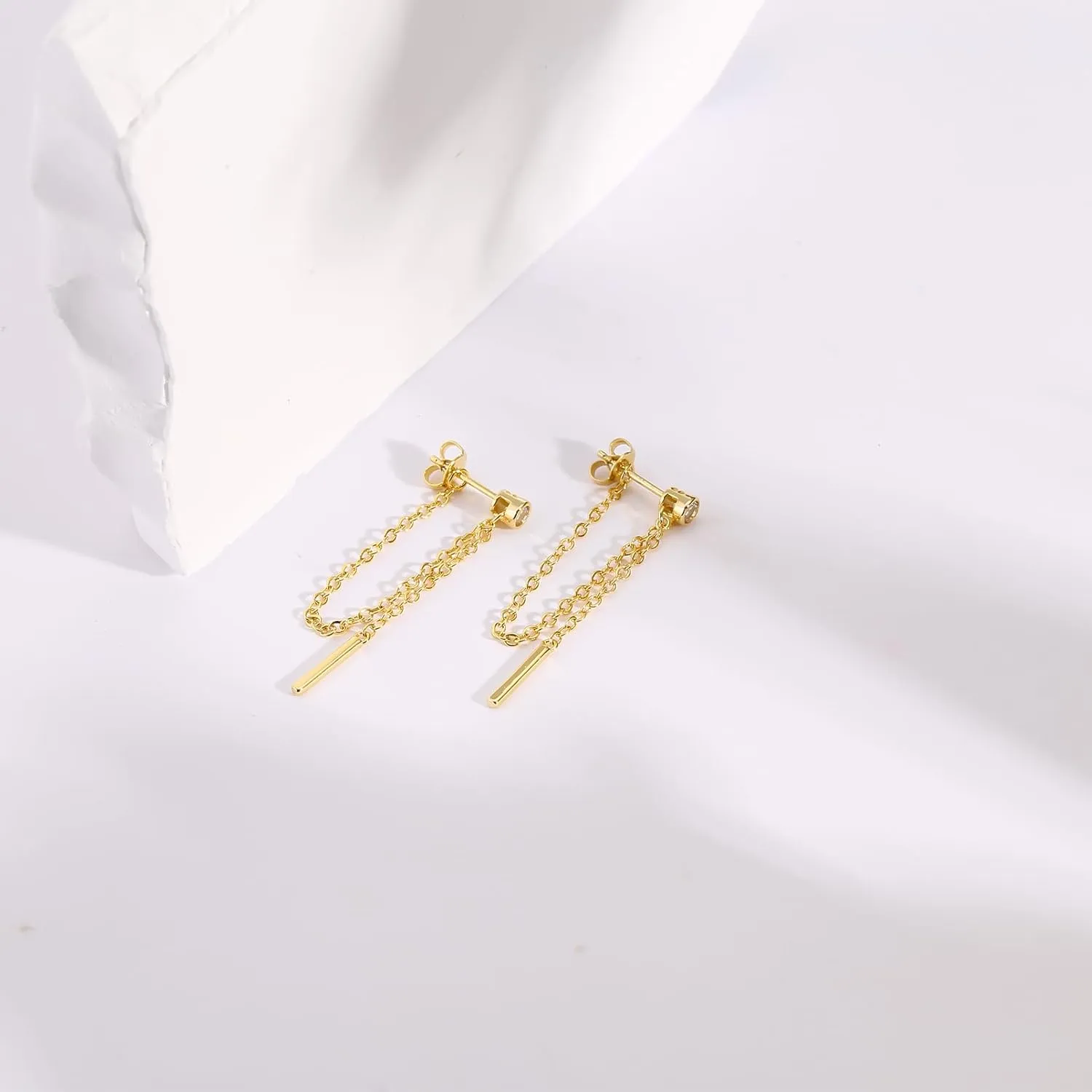 ToHeart Chain Link Earrings for Womens Hypoallergenic 14K Chain Earrings for Womens Minimalist 14K Gold Earrings for Girls