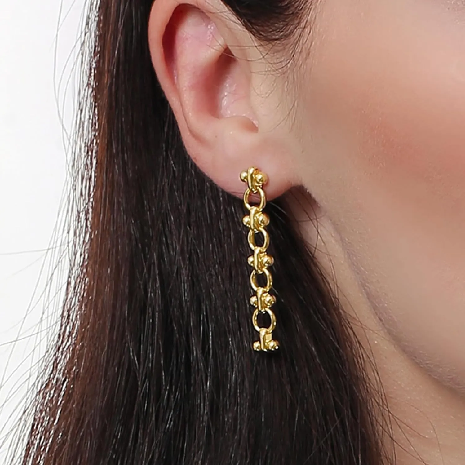 ToHeart Chain Link Earrings for Womens Hypoallergenic 14K Chain Earrings for Womens Minimalist 14K Gold Earrings for Girls